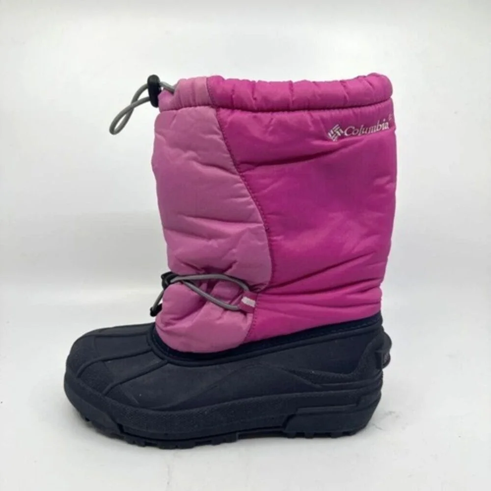 Columbia Moonridge II Snow Boots Kids Size 4 Pink Black Waterproof YY1193 Good‎